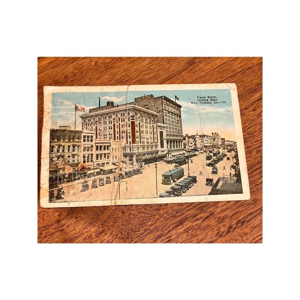 Vintage New Orleans Canal Street Postcard Locking East Louisiana LA 1928 1920s